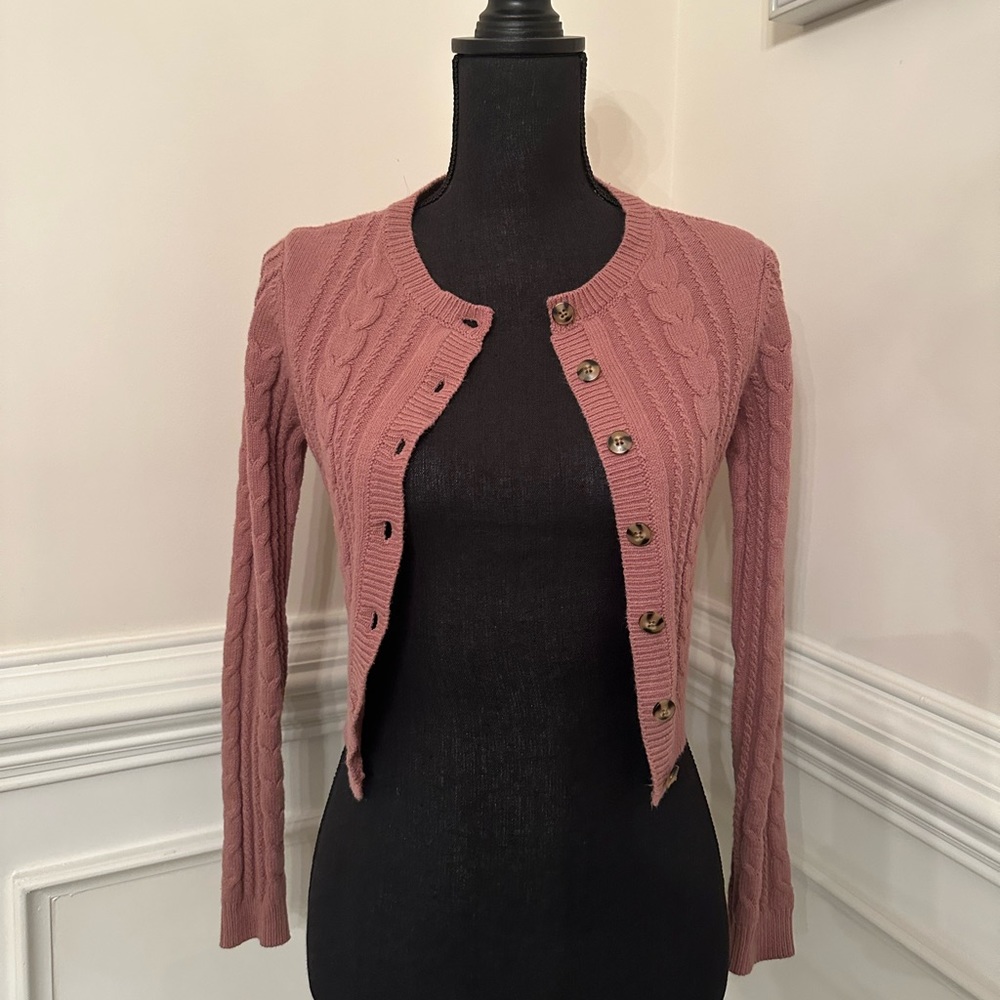 Women's Cable Knit Cardigan-Wild Fable Mauve, xs